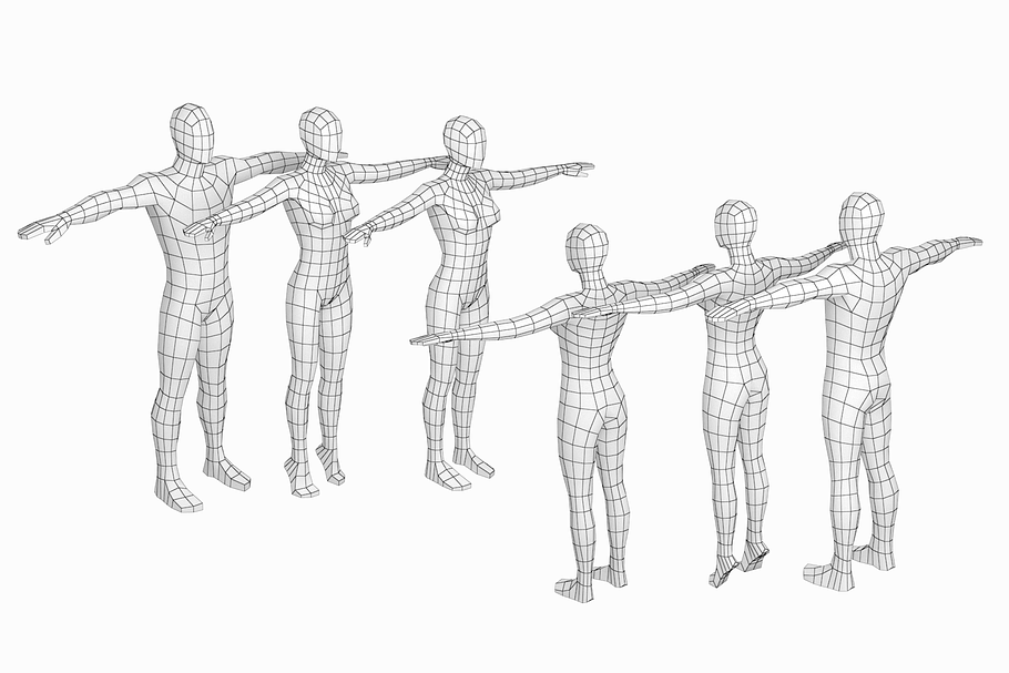 Female and Male Bodies in T-Pose in People - product preview 1
