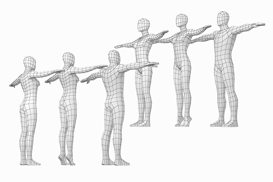 Female and Male Bodies in T-Pose in People - product preview 2