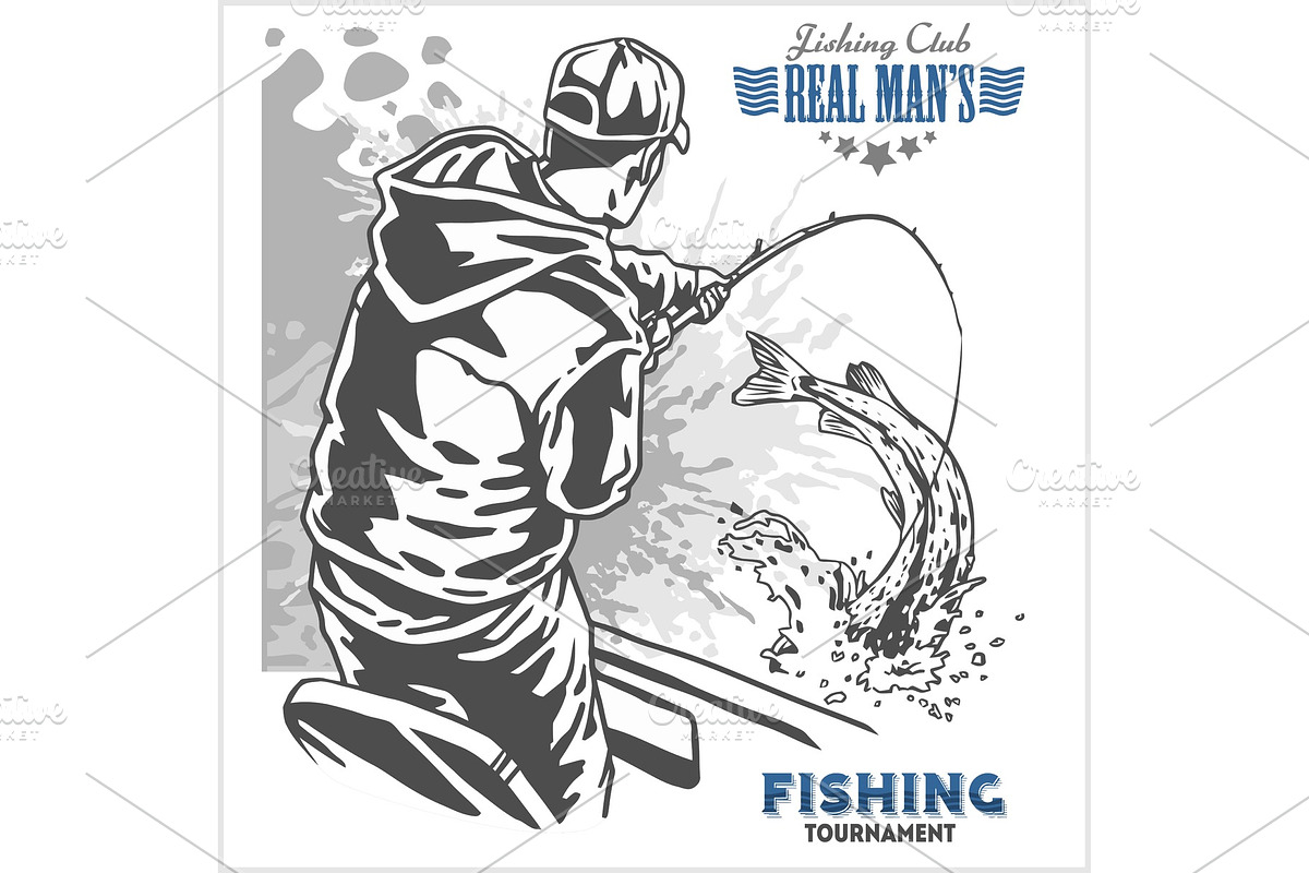 Fisherman and fish - vintage in Illustrations - product preview 8