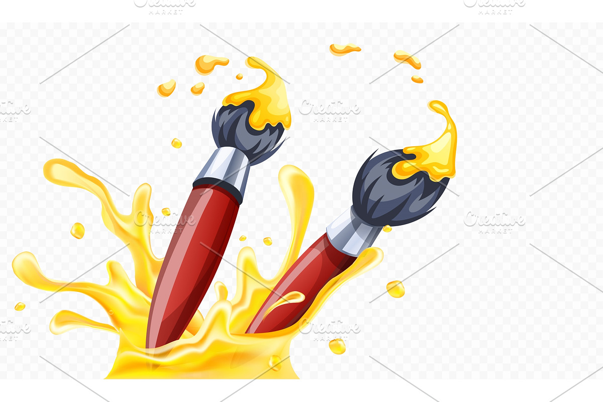Art brushes for drawing with yellow. in Illustrations - product preview 8