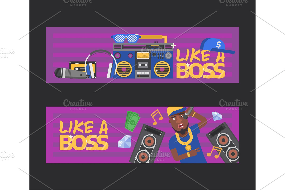 Rap music vector dj character in Illustrations - product preview 8