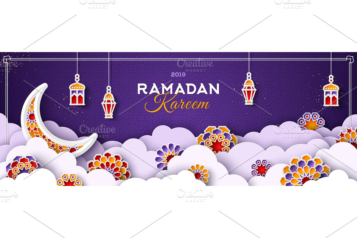 Ramadan Kareem Banner with Clouds in Illustrations - product preview 8