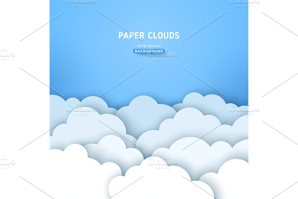 Paper clouds on blue sky in Illustrations - product preview 8