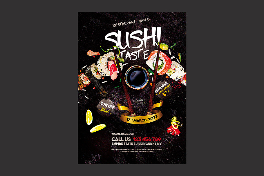 Sushi Promotion Flyer in Flyer Templates - product preview 8