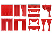 Luxury scarlet red silk curtains set