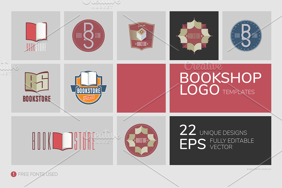 Bookstore logo templates