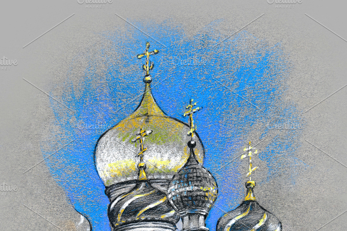 Typical orthodox church domes in Illustrations - product preview 8