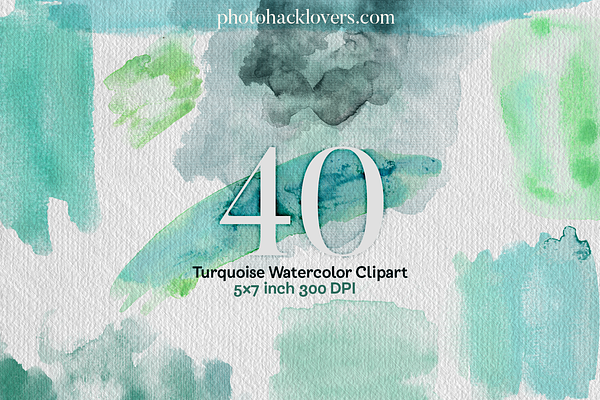 40 Turquoise Watercolor Textures