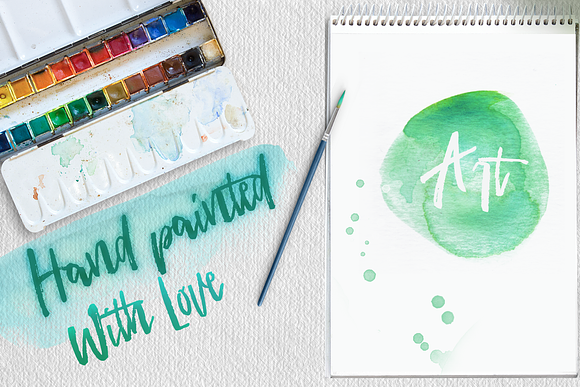 40 Turquoise Watercolor Textures in Objects - product preview 3
