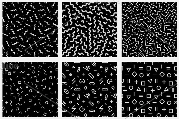Dark trendy seamless vector patterns in Patterns - product preview 9