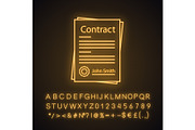 Contract auditing neon light icon