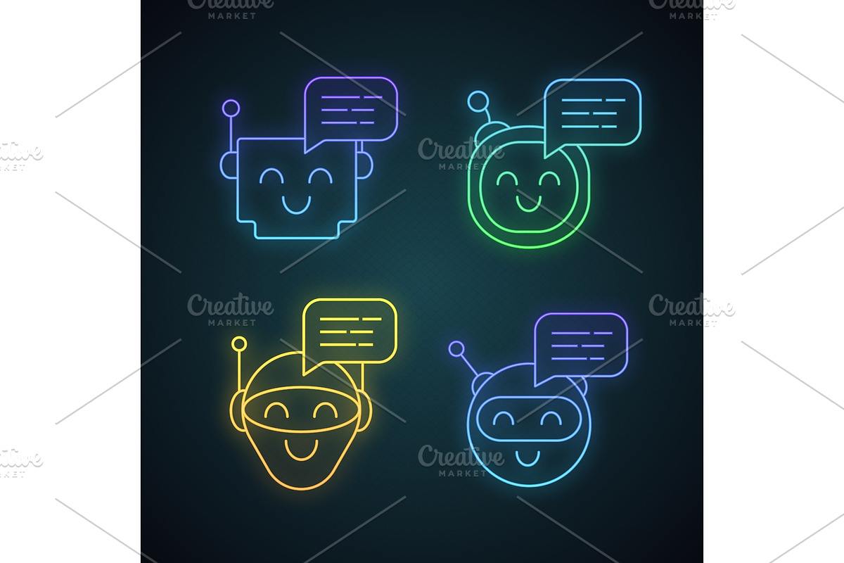 Chatbots messages neon light icons in Icons - product preview 8