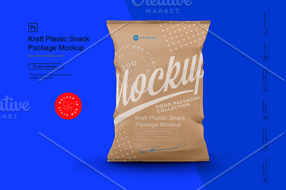 Kraft Plastic Snack Package Mockup in Product Mockups - product preview 4