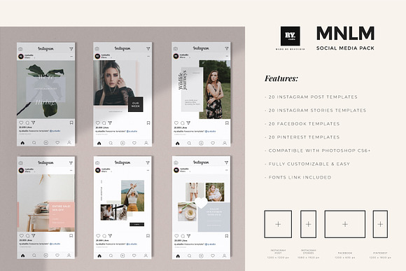 MNML Social Media Pack & Stories in Instagram Templates - product preview 1