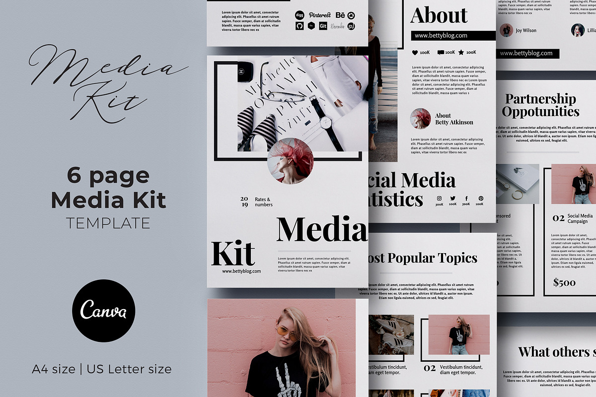 Blogger Media Kit Canva Template in Resume Templates - product preview 8