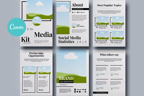 Blogger Media Kit Canva Template in Resume Templates - product preview 4