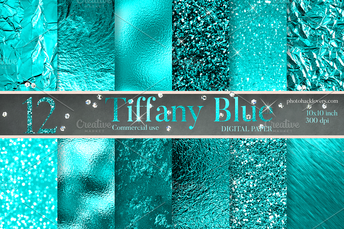 Tiffany Blue Digital Paper in Textures - product preview 8