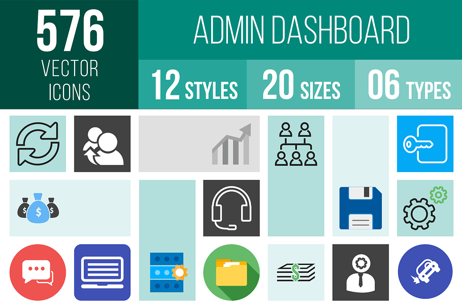 576 Admin Dashboard Icons in Graphics - product preview 8