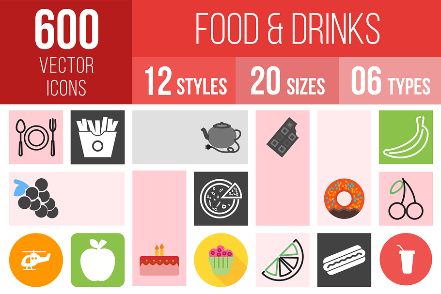 600 Food & Drinks Icons