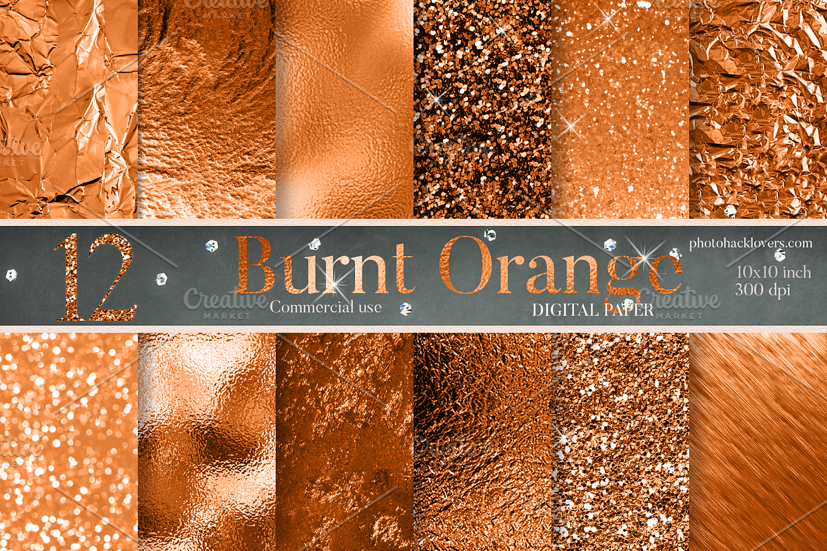 Burnt Orange Digital Paper in Textures - product preview 8
