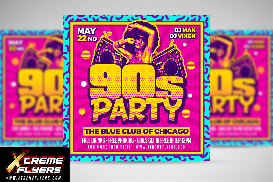 90s Party Flyer Template in Flyer Templates - product preview 8