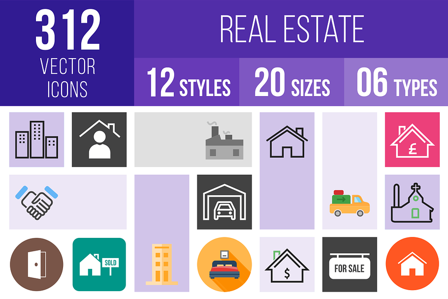 312 Real Estate Icons in Graphics - product preview 8