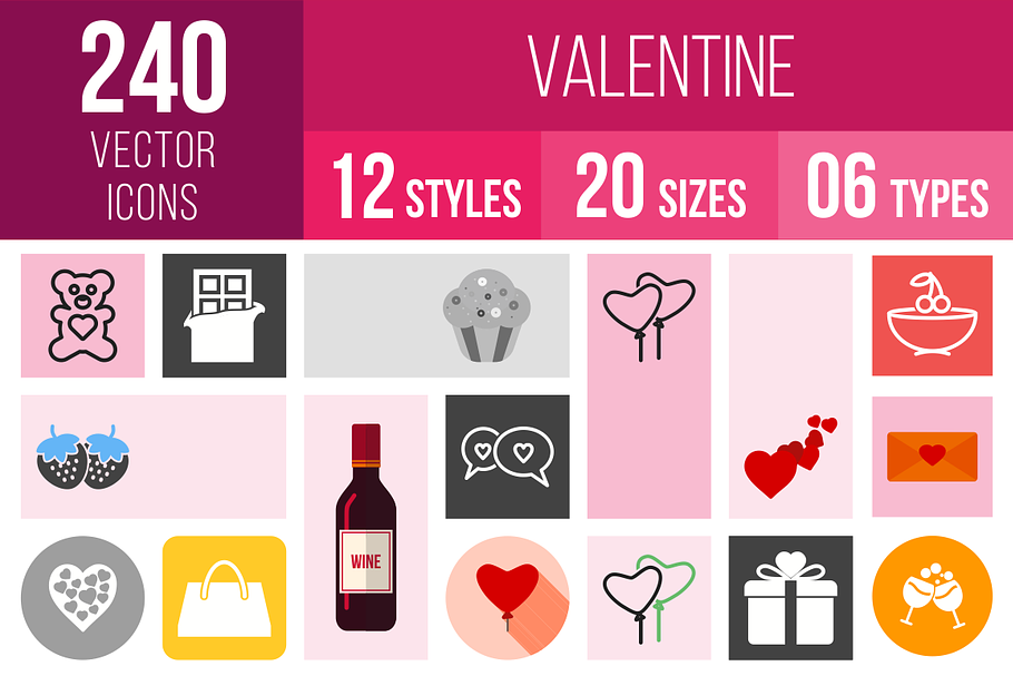 240 Valentine Icons in Icons - product preview 8