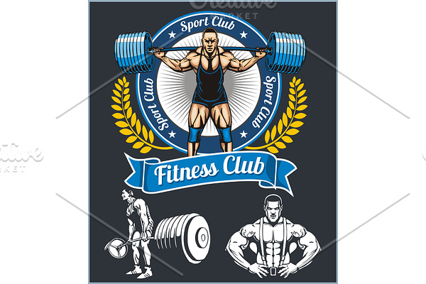 Bodybuilder with a barbell - vector