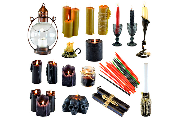 Mystic candles isolated set in Mockup Templates - product preview 1