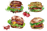 European Hamburger Watercolor png