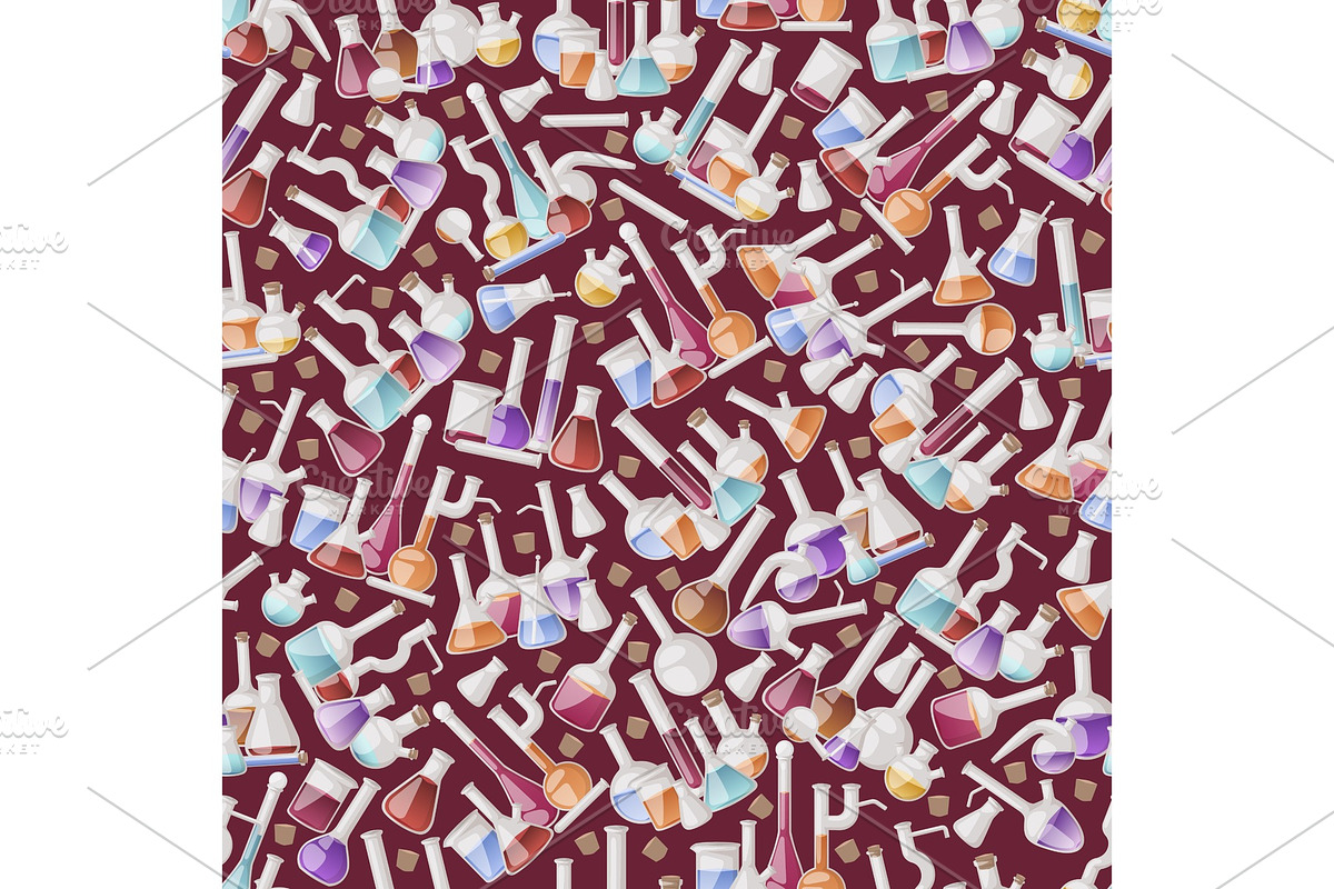 Test-tube flask seamless pattern in Illustrations - product preview 8