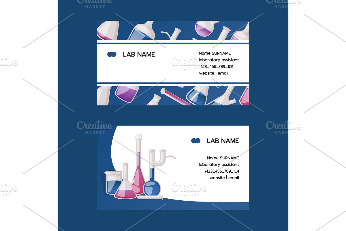 Test-tube flask vector business card in Illustrations - product preview 8
