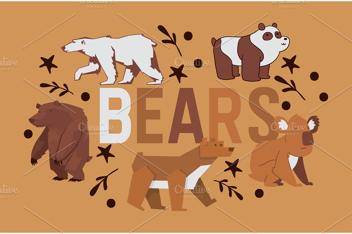 Bear vector wild animal character in Illustrations - product preview 8