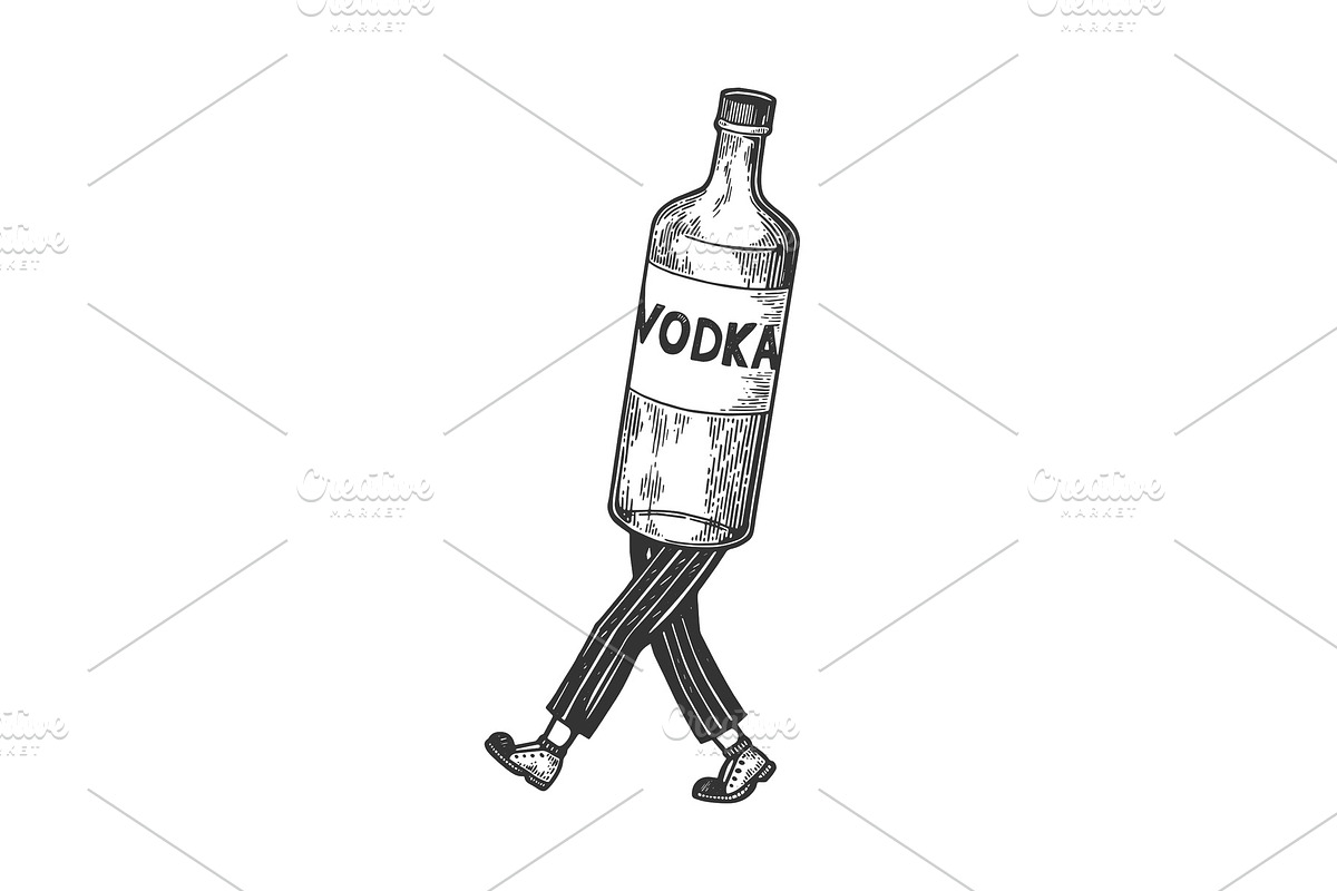 Vodka walks on its feet sketch in Illustrations - product preview 8