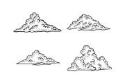 Clouds sketch engraving vector