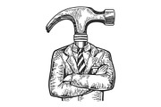 Hammer head businessman sketch