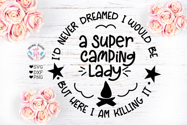 Super Camping Lady Cut File
