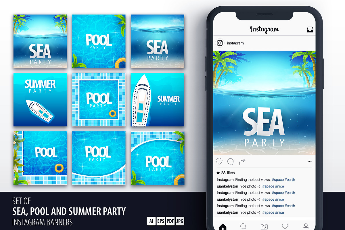 Sea, Pool and Summer Party in Instagram Templates - product preview 8