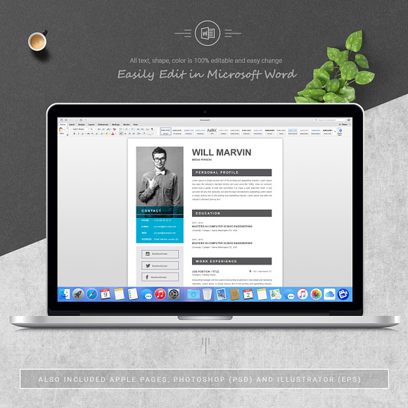 Resume / CV Template | MS Word in Resume Templates - product preview 4
