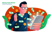 Money Phone - Vector Illustration