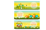 Three Easter Sale banners. Vector