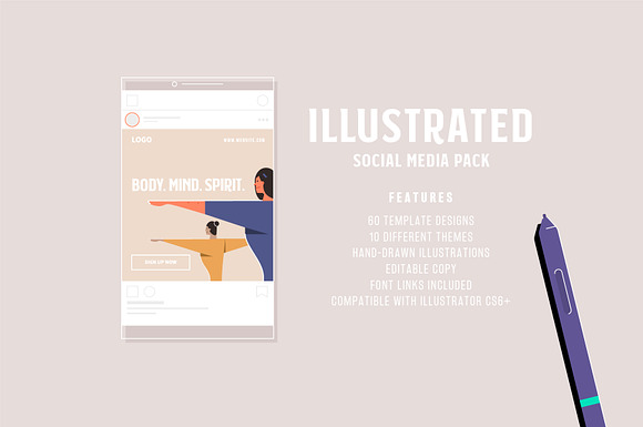 Illustrated Social Media Pack in Social Media Templates - product preview 1
