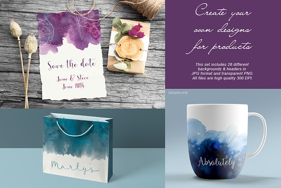 Watercolor Backgrounds & Headers in Textures - product preview 3