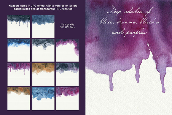 Watercolor Backgrounds & Headers in Textures - product preview 7