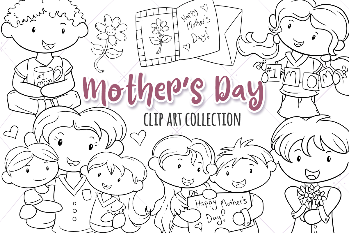 Mother's Day Black and White in Illustrations - product preview 8