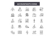 Accountants line icons, signs set