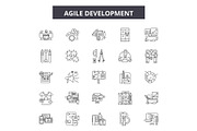 Agile development line icons, signs