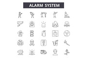 Alarms system line icons, signs set