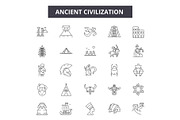 Ancient civilization line icons