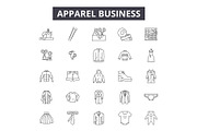 Apparel business line icons, signs